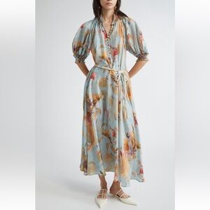 Zimmermann Ascension Print Silk Belted Maxi Flawy Dress Au 1 US 6-8 fits
